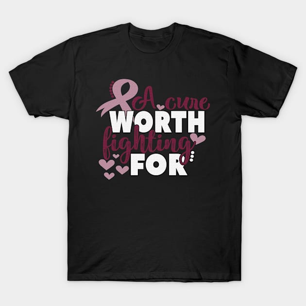 A Cure Worth Fighting For Sickle Cell Awareness Burgundy Ribbon Warrior T-Shirt by celsaclaudio506